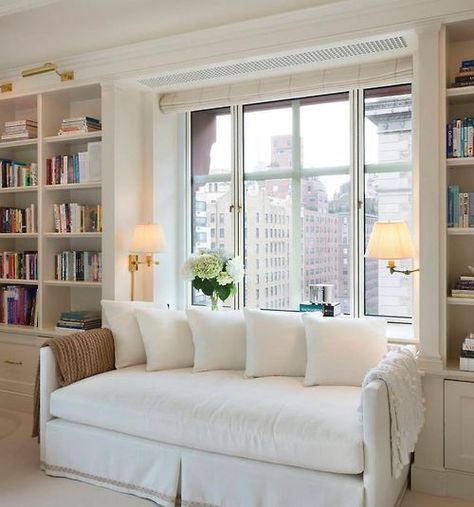 ORC Week 2: Guest Bedroom to Home Office — stacy graves interiors Multi Purpose Guest Room, White Couches, Guest Room Office, Window Seats, Office Guest Room, Reading Nooks, White Furniture, Spare Room, Window Seat