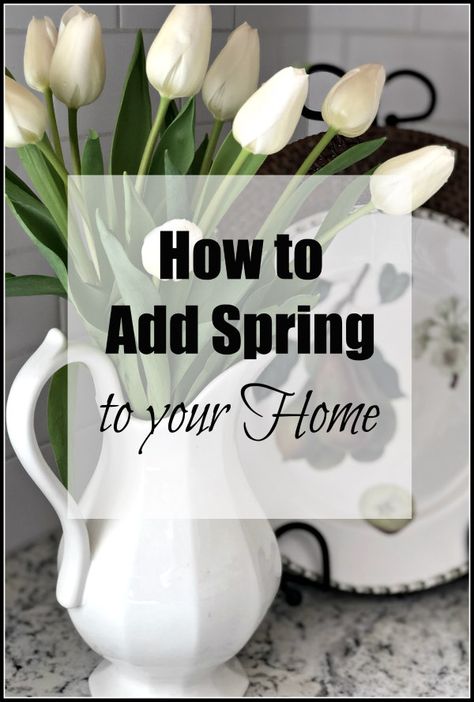 How to Add Spring to Your Home - simple ideas to give your home a touch of spring!  #spring #springstyle #springdecor #springdecorations #decoratingideas #vignettes How To Decorate After Easter, Spring Time Decorations, Spring Home Styling, Ideas For Spring Decorating, Decorating For Spring Living Room, Neutral Spring Home Decor, Springtime Decorations Home Decor, After Easter Spring Decor, Indoor Spring Decor