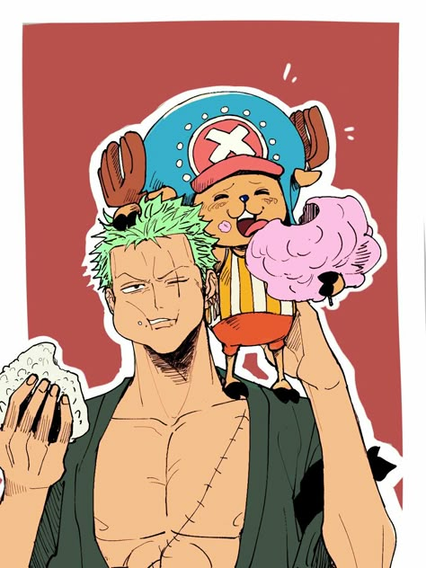 Roronoa Zoro And Chopper, Zoro And Chopper Cute, Chopper And Zoro One Piece, Zoro And Chopper, Chopper Zoro, Zoro Chopper, One Piece Chopper, One Piece Tattoos, Zoro Roronoa