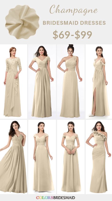 Champagne bridesmaid dresses on sale $69-99, in 600+ custom-made styles and all sizes. 150+colors, made to order, fast arrived, color sample available. #colsbm #bridesmaids #bridesmaiddresses #champagnewedding #weddingideas #champagnedress b1286 August Wedding Colors, Bridesmaid Dresses White, Dark Red Wedding, Vintage Wedding Colors, Braidsmaid Dresses, Champagne Wedding Colors, Gray Wedding Colors, Wedding Colors Red, White Bridal Gown