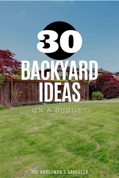 Turn your backyard into the ultimate hang out spot! These 30 amazing backyard project ideas will transform your outdoor space on a tight budget! Most of these DIY backyard ideas are easy enough for a beginner to do! Basic Backyard Ideas, Transform Backyard On A Budget, Ideas For Backyard Landscaping, Outdoor Patio Ideas On A Budget Backyard Makeover Back Yard, Outside Spaces Ideas Backyards, Diy Backyard Renovation, Projects To Try Saved, Backyard Budget Ideas, Backyard Landscape Designs