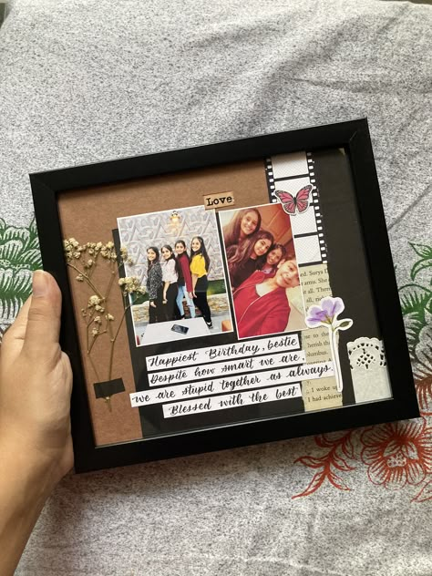 Diy Farewell Gifts For Best Friend, Handmade Gifts For Bestfrnd, Diy Photo Frame Ideas Handmade Gifts, Friendship Day Handmade Gifts, Personalized Gift Ideas For Friends, How To Make Photo Frame At Home, Diy Farewell Gifts For Friends, Handmade Gifts For Friends Birthday Creative, Vintage Frame Ideas