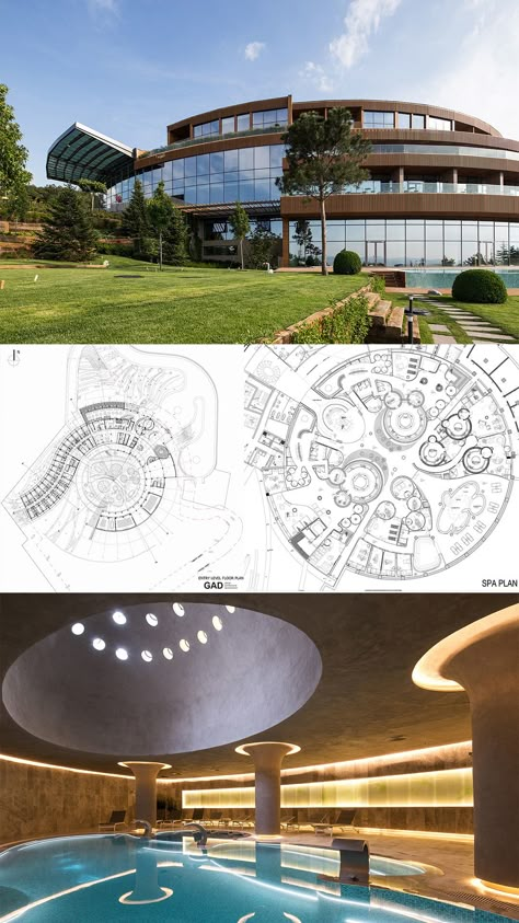 Hotels Design Architecture, Spa Design Plan, Circular Hotel Plan, Hotel Plans Architecture, Spa Architecture Design, Hotels Plans Architecture, Spa Plan Architecture, Round Architecture Design, Hotel Design Architecture Concept