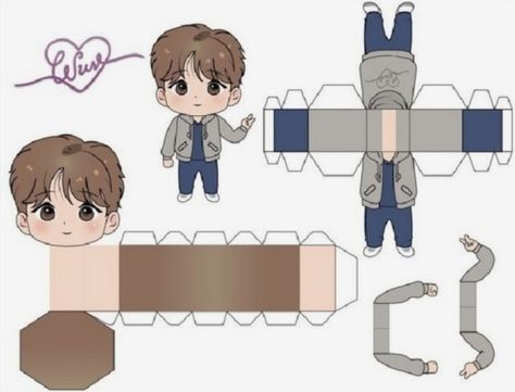 Papercraft Kawaii, Anime Papercraft, Papercraft Anime, Diy Gift Box Template, Paper Doll Craft, Kim Dan, Anime Crafts Diy, Anime Paper, Paper Dolls Diy