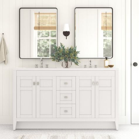 Hardware For White Cabinets, Panel Cabinet Doors, Cultured Marble Vanity Top, Wood Sink, Mirror Backsplash, Master Bath Ideas, Double Bathroom, Master Bath Remodel, Cultured Marble