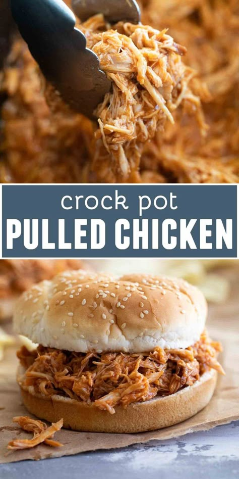 Easy Bbq Pulled Chicken, Crock Pot Pulled Chicken, Pulled Chicken Crock Pot Recipes, Slow Cooker Kip, Crockpot Pulled Chicken, Bbq Pulled Chicken Sandwiches, Bbq Pulled Chicken, Pulled Chicken Sandwiches, Taste And Tell