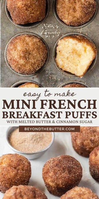 Breakfast In Bed Recipes, French Breakfast Muffins, French Breakfast Puffs, Breakfast Puffs, Breakfast Goodies, Breakfast Recipes Sweet, French Breakfast, Breakfast Sweets, Breakfast Pastries