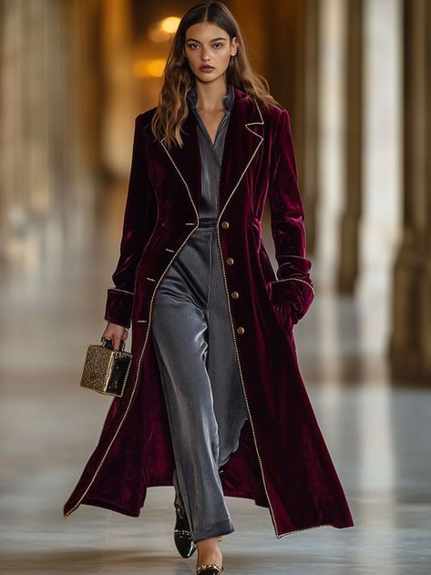 Velvet – Page 6 – OYROSY Velvet Coat Outfit, Velvet Coat Women, Red Velvet Jacket, Business Looks, Woman Suit, Velvet Kimono, Slim Aarons, Velvet Clothes, Velvet Coat