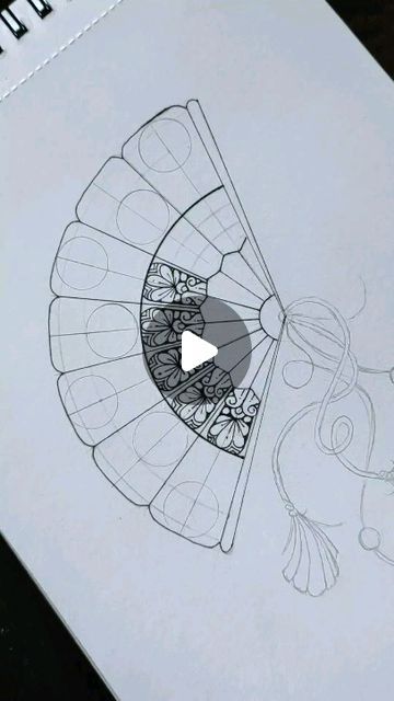 How To Draw A Fan, Hand Fan Drawing, Japanese Fan Drawing, Japanese Hand Fan, Fan Drawing, Japanese Drawings, Japanese Fan, Drawing Tips, Mandala Art