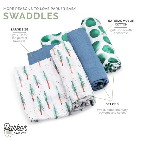 Parker Baby Co. | Muslin Cotton Baby Swaddling Blankets. These swaddles are 47"x47" and are made of natural muslin cotton that gets even softer with each wash. They come in the perfect, complimenting 3-pack sets that are great for baby shower gifts. Blankets For Boys, Baby Swaddle Wrap, Newborn Needs, Neutrogena Makeup, Baby Muslin Swaddle, Homemade Wine, Swaddle Sets, Nursery Accessories, Muslin Swaddle Blanket