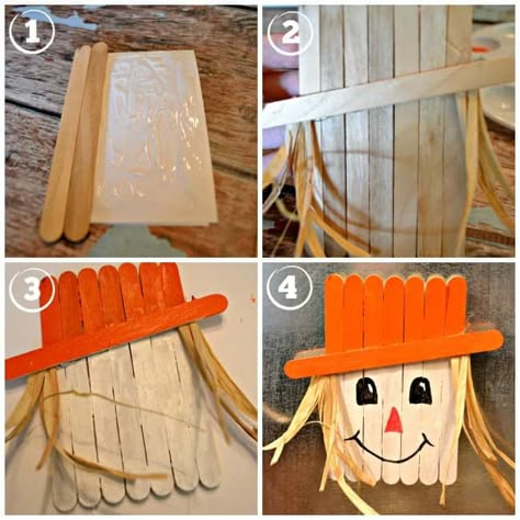 Popsicle Stick Scarecrow, Scarecrow Crafts, Popsicle Crafts, Magnet Crafts, Stick Crafts, Popsicle Stick Crafts, Fall Halloween Crafts, Fall Crafts For Kids, Fall Craft