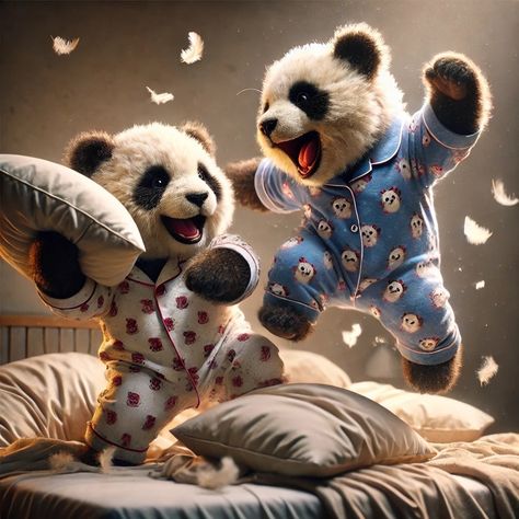 Pajama party vibes with a side of panda playfulness! 🐼💤 Nothing beats a good pillow fight before bedtime. Sweet dreams and even sweeter memories! #PajamaParty #PandaFun #BedtimeBliss #cozynights Gif Avatar, Bear With Me, Panda Love, Baby Panda, Pajama Party, Best Pillow, Sweet Memories, Jokes Quotes, Cuteness Overload