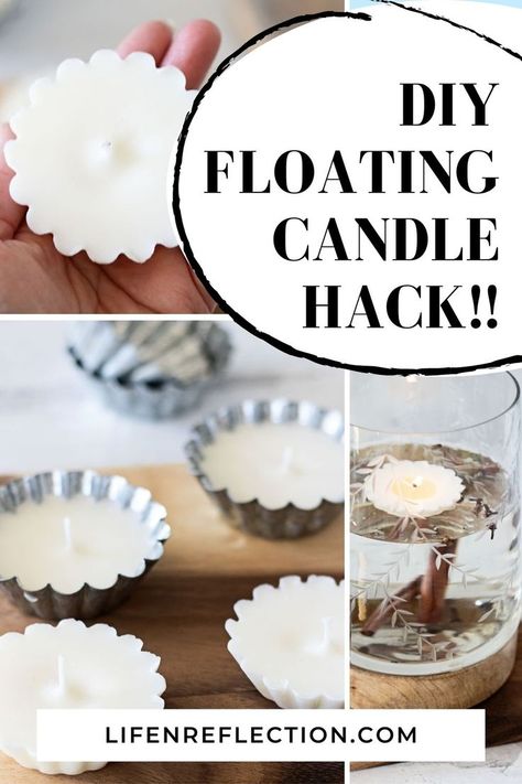 Make Floating Candles, Floating Candle Decorations, Oil Candles Diy, Candle Hack, Diy Floating Candles, Candles At Home, Floating Candle Holders, Fun Diy Craft Projects, Floating Candle Centerpieces