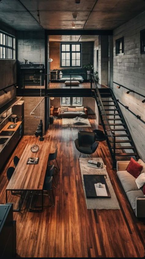 Creative Storage Ideas, Steel Building Homes, Loft House Design, Clever Storage Ideas, Storage Ideas For Small Spaces, Rustic Loft, Industrial Home Design, Rustic Minimalist, Tiny House Loft