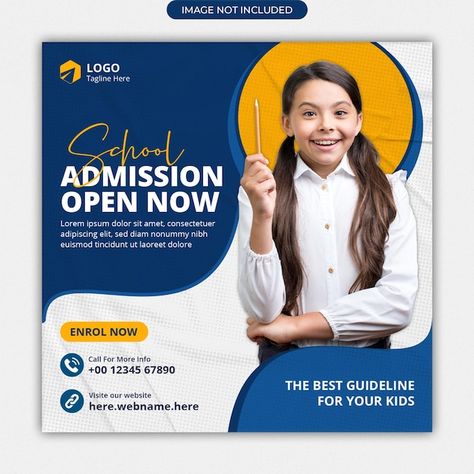 PSD school admission social media post h... | Premium Psd #Freepik #psd #back-school-post #school-post #school-social-media Education Flyer Design, Education Social Media Post, School Social Media Post, Admission Post, School Post, Instagram Flyer, Back School, Marketing Poster, Media Design Graphics