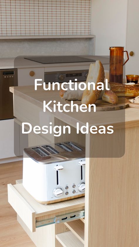 kitchen design ideas Kitchen Cabinet L Shape, Hide Appliances, Kitchen Joinery, Pull Out Bin, Hide Clutter, Spice Organization Drawer, Functional Kitchen Design, Kitchen Cooker, Sustainable Interior Design