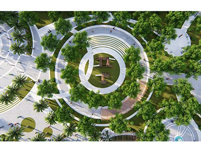 Circular Landscape, Parking Plan, Landscape Plaza, Landscape And Urbanism Architecture, Plaza Design, Landscape Design Drawings, Landscape Architecture Drawing, Urban Landscape Design, Fountain Design