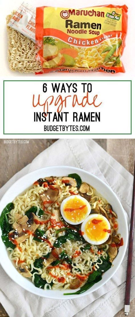 Upgrade Instant Ramen, Top Ramen Recipes, Easy Ramen, Top Ramen, Ramen Noodle Soup, Noodle Recipes Easy, Budget Bytes, Ramen Noodle Recipes, Instant Ramen