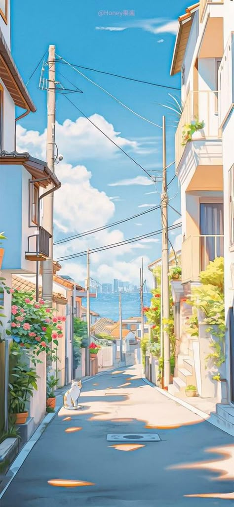 Cafe Phone Wallpaper, Studio Ghibli Background Iphone, Japanese Wallpaper Aesthetic Kawaii, Anime Illustration Art Wallpaper, Studio Ghibli Cityscape, Studio Ghibli Background Aesthetic, Japanese Wallpaper Iphone Kawaii, Anime Summer Wallpaper, Japan Phone Wallpaper