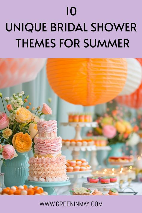 Planning a summer themed bridal shower for the bride? We have compiled a list of our favorite bridal shower themes for summer. Bright And Bold Bridal Shower Theme, Wedding Shower Ideas Themed, Travel Bridal Shower Theme, Summer Bridal Shower Themes, Rustic Brunch, Mexican Tea, Garden Breakfast, Unique Bridal Shower Themes, Picnic Themed Parties