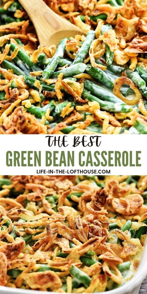 Thanksgiving Diner, Fresh Green Bean Casserole, Green Bean Casserole Campbells, Traditional Green Bean Casserole, Creamy Green Beans, Delicious Green Beans, Best Green Bean Casserole, Classic Green Bean Casserole, Green Bean Casserole Recipe