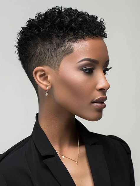 Elegant & Quick Short Haircut Ideas for Black Women Women Hairstyles For Short Hair, Short Hair Women Hairstyles, Short Hair For African Women, Short Hair Fades Women, Feminine Fade Haircut Black Women, Haircut For Black Woman, Pixie Cut Styles Black Women, Very Short Afro, Super Short Hair Black Women