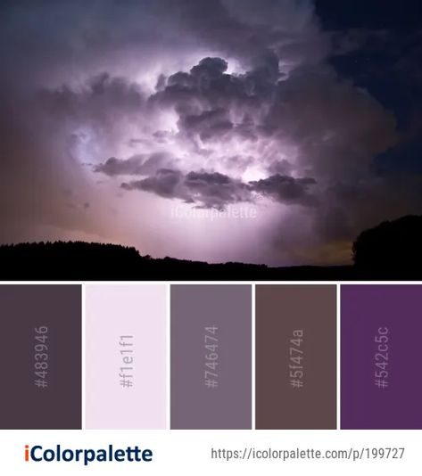 63 Storm Color Palette ideas in 2020 | iColorpalette Thunderstorm Color Palette, Storm Color Pallette, Lightning Color Palette, Storm Color Palette, Storm Palette, Sherwin Williams Storm Cloud, Tempest Cleric, Purple Palace, Color Palette Theme