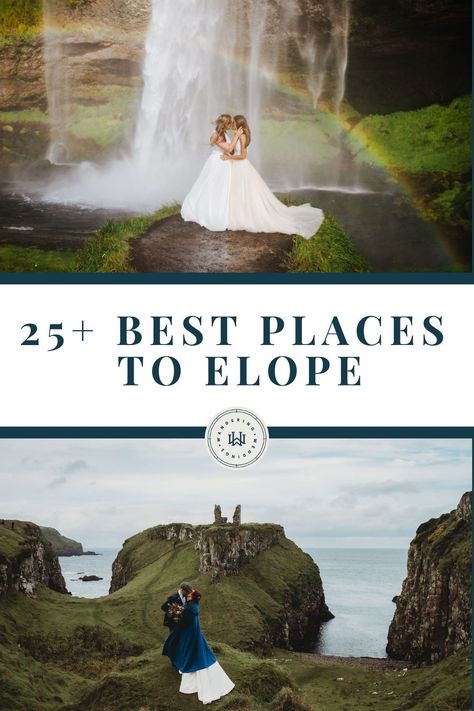 Wondering where the best places are to elope around the world? Check out our list of top elopement destinations including in the US and other countries. Where To Elope Destinations, Top Elopement Destinations, Vow Renewal Elopement Ideas, Most Beautiful Places To Elope, Elopement Ideas Tennessee, Destination Wedding Elopement, Private Vow Renewal Ideas, Us Elopement Destinations, Wedding For Two Private