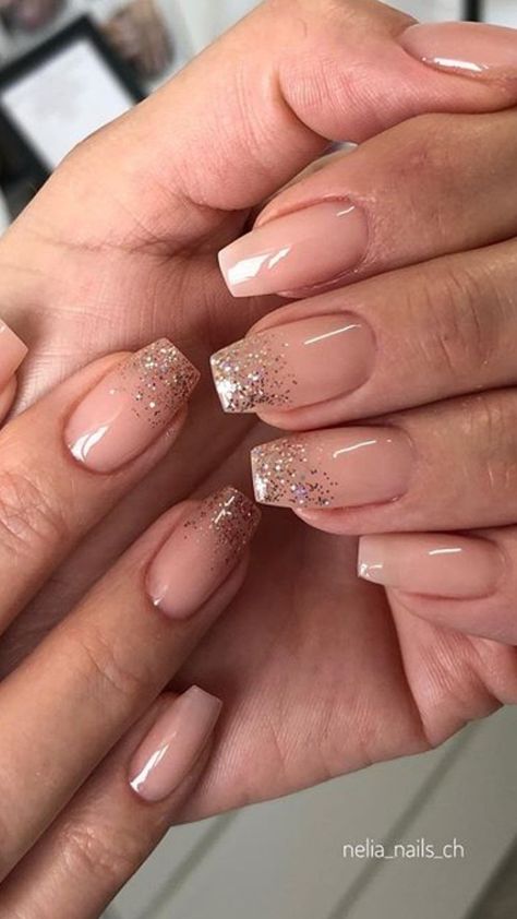 Prom Nails Acrylic Neutral, Neutral Nails For Wedding Guest, Gold And Neutral Nails, Nails For Big Hands, Subtle Wedding Nails, Simple Gel Nails Classy, Prom Manicure, Short Neutral Nail Designs, Neutral Nails With Gold