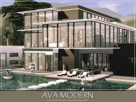 Modern House In Sims 4, Modern Starter Home Sims 4, Sims Luxury House, House For Sims 4, Sims4 Packs Cc, Sims 4 Modern House Base Game, Sims Houses Cc, Sims 4 Mod House, Sims 4 Houses 64x64