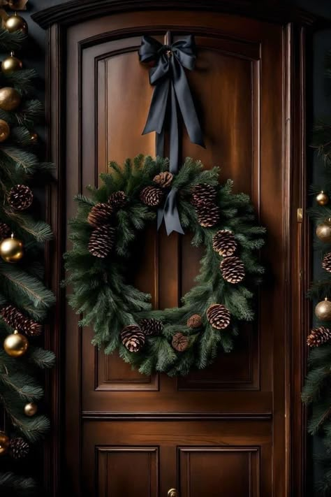 Christmas Wreath Decorating Ideas, Wreath Decorating Ideas, Moody Christmas, Christmas Themes Decorations, 12 December, Christmas Inspo, Deco Floral, Xmas Decor, Elegant Christmas