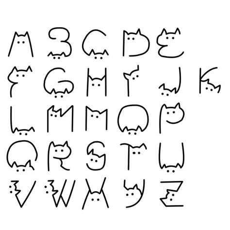 Dog Fonts Alphabet, Animal Fonts Alphabet, Cat Fonts Alphabet, Cat Letters Alphabet, Cat Handwriting, Cat Letters, Cat Font, Cat Alphabet, Computer Font