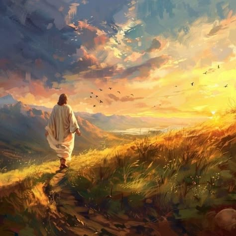 Jesus Walking, Christ Artwork, Jesus Artwork, Pictures Of Christ, Lds Art, Jesus Christ Artwork, Jesus Christ Art, Christian Artwork, Biblical Art