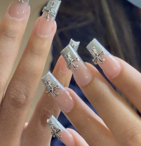 Nail With Cross, Vacay Nails Acrylic, Nails Acrylic Simple, Vacay Nails, Pearl Nail, Ombre Acrylic, Nails Elegant, Simple Acrylic, Simple Acrylic Nails