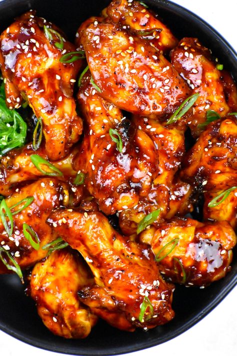 Korean Wings, Chicken Wing Sauce Recipes, Korean Chicken Wings, Chicken Wing Sauce, Bday Food, Korean Meals, Food Studies, Chicken Sauce Recipes, Wing Sauce Recipes