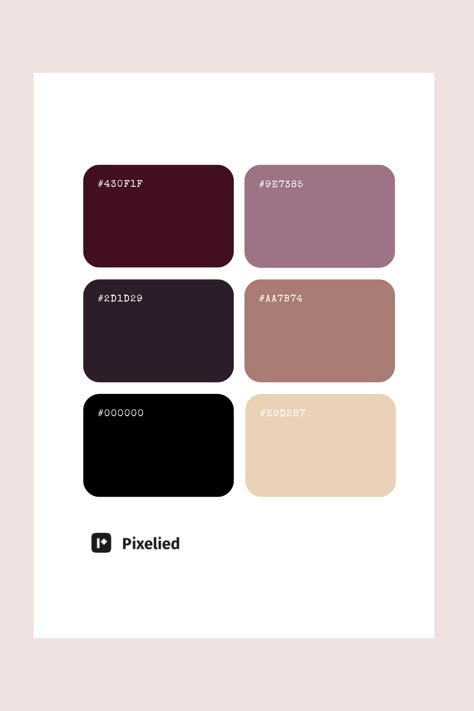 This sophisticated palette blends deep shades of charcoal and burgundy with muted tones of mauve and taupe, accented by soft, creamy hues. Perfect for conveying elegance and depth in design. Mauve Color Combinations, Purple Pastel Color Palette, Mauve Color Palette, Brown Bouquet, Yoga Branding Design, Purple Moodboard, Home Color Palettes, Color Scheme Generator, Nude Color Palette