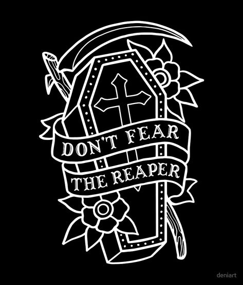 The Reaper Tattoo, Reaper Wallpaper, Coffin Tattoo, Tatuagem Masculina Pequena, Don't Fear The Reaper, Grim Reaper Tattoo, Reaper Tattoo, Flash Tattoo Designs, Doodle Tattoo