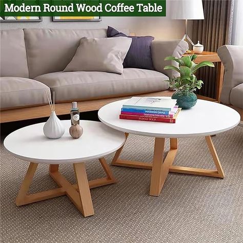 Amazon.com: Solid Wood Coffee Table,Modern Round Coffee Table for Living Room,Wooden Farmhouse Coffee Table Side Table,Small Center Table End Table(Diameter 31.5'', White) : Home & Kitchen Small Round Table Decor Living Room, Small Centre Table Design, Small Center Table, Wood Coffee Table Modern, Round Coffee Table Wood, White Coffee Tables, Modern Round Coffee Table, Centre Table Design, Round Center Table