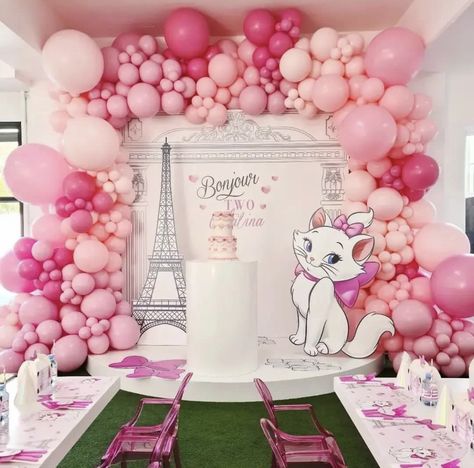 Aristocats Party Decorations, The Aristocats Birthday Party, Aristocat Birthday Party Ideas, Marie Themed Birthday Party, Disney Marie Birthday Party, Aristocats Birthday Party Ideas, Aristocrats Marie Birthday, Marie The Cat Birthday Theme, Marie Birthday Party Aristocats