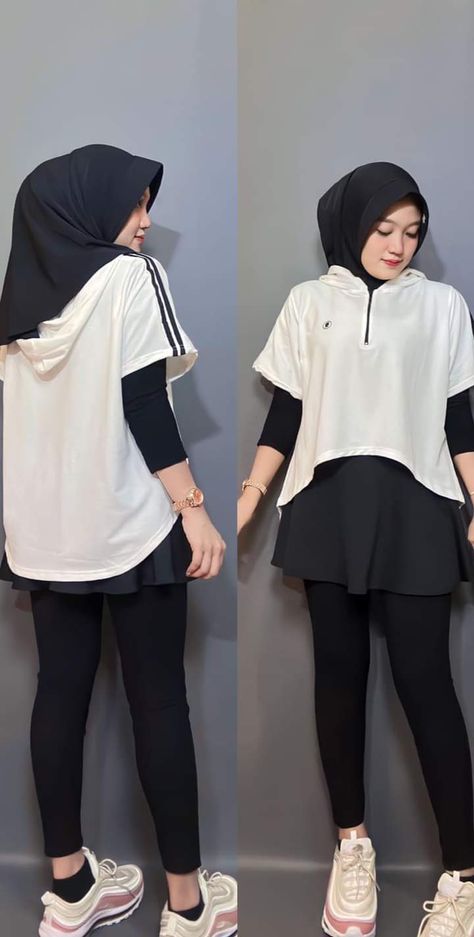 Outfit Olahraga Hijab Training, Style Jogging Hijab, Outfit Gym Hijab, Style Olahraga Hijab, Ootd Hijab Olahraga, Outfit Lari, Outfit Jogging Hijab, Sporty Hijab Outfit, Ootd Jogging