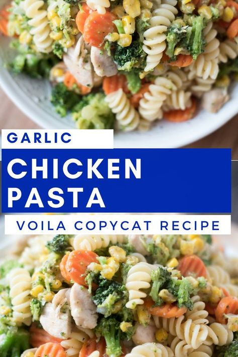 Recipe for an easy garlic chicken pasta dish. A copy cat recipe of the Voila Garlic Chicken found in the freezer section. Easy Garlic Chicken, Chicken Pasta Dish, Garlic Chicken Pasta, Chicken Pasta Dishes, Copy Cat Recipe, Pasta Chicken, Garlic Chicken Recipes, Easy Pasta Dishes, Veggie Pasta