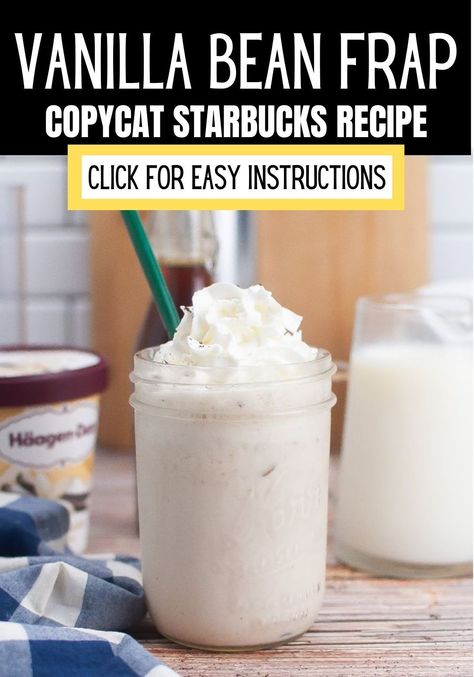 Craving a Starbucks Vanilla Bean Frappuccino? Learn how to make this popular drink with our easy-to-follow recipe. Using basic ingredients like vanilla bean ice cream and milk, you can recreate the creamy and flavorful Frappuccino in minutes. This homemade version is a perfect way to enjoy your favorite Starbucks treat without leaving home. Try it out today and savor the delicious taste of a vanilla bean Frappuccino. Starbucks Vanilla Bean Powder, How To Make A Vanilla Bean Frappuccino, How To Make Frappe At Home, Vanilla Bean Coolatta, Vanilla Bean Frappachino Recipe, Vanilla Bean Frappe Recipe, Vanilla Frappuccino Recipe, Homemade Frappuccino Recipe, Vanilla Bean Frappachino