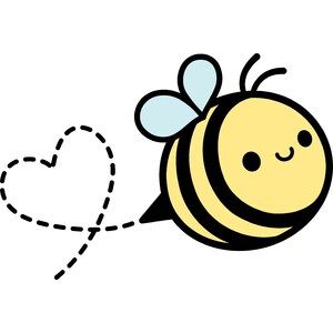 Cute Bee Drawing Kawaii, Cute Bee Design, Cute Bees Drawings, Bumble Bee Drawing Cute, Cute Bee Doodle, Cartoon Art Cute Animal, Bee Drawing Simple Cute, Bee Drawing Cartoon, Bee Cute Drawing