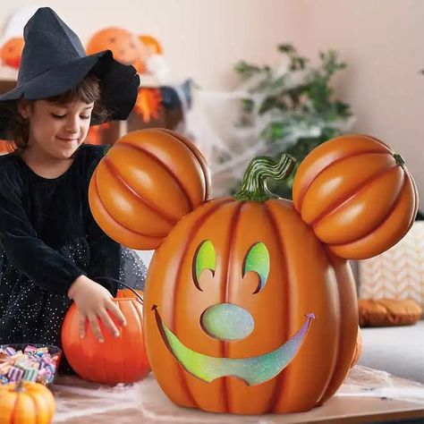 Costco Disney Halloween Items Are Here! - Decor - Disney Halloween Crafts, Disney Halloween Decor, Disney Halloween Decorations, Halloween Merch, Disney Pumpkin, Mickey Pumpkin, Halloween Disney, Disney Music, Pumpkin Lights