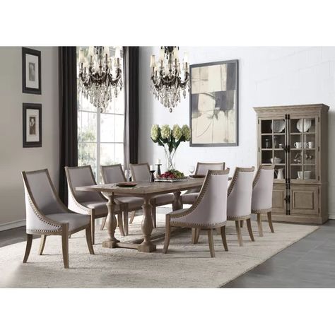 One Allium Way Asuncion Upholstered Dining Chair | Wayfair Edwardian Living Room, Farmhouse Style Dining Table, Dining Room Table Sets, Breakfast Nook Dining Set, Nook Dining Set, Dream Dining Room, Set Meja Makan, French Farmhouse Decor, Chairs Dining Room