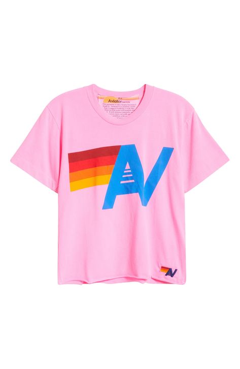 Aviator Nation Logo Boyfriend Tee | Nordstrom Aviator Nation Boyfriend Tee, Preppy Shirts For School, Preppy Clothes To Buy, Cute Clothes Preppy, Cute Preppy Stuff, Preppy Things To Buy, Preppy Summer Clothes, Aviator Nation Outfit, Cute Preppy Clothes