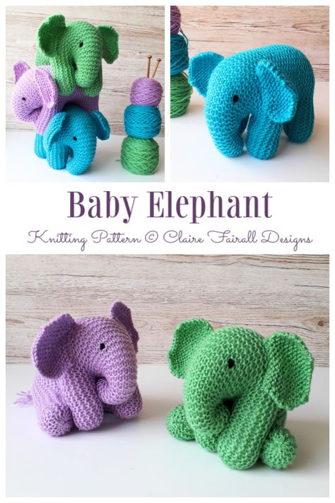 Knitted Elephant Pattern, Free Elephant Knitting Pattern, Knit Elephant Pattern Free, Knitted Elephant Pattern Free, Knitting Machine Amigurumi, Knitting Elephant, Elephant Crochet Pattern Free, Knitted Stuffies, Knit Toys Free Pattern Stuffed Animals