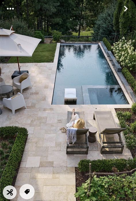 Garden Design With Swimming Pool, Landscaping With Pool Backyard, Pool In The Garden, Midwest Pool Landscaping, Pool House Pergola, Pool Near House, Pool Landscaping Design, Pavers Backyard Pool, Pool Yard Landscaping