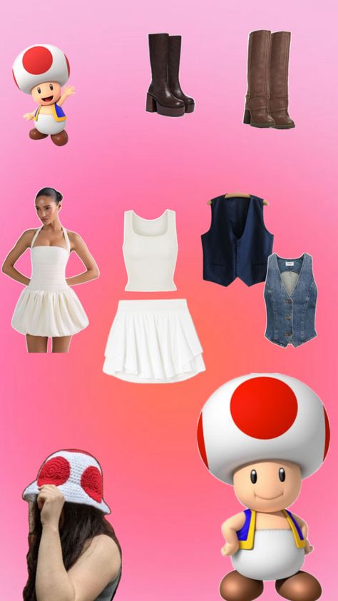 Toad Costume Diy Women, Toad Halloween Costume, Toad Mario Costume, Super Mario Bros Costumes, Super Mario Halloween, Yoshi Costume, Mario Bros Costume, Mario Halloween Costumes, Cute Painted Pumpkin Ideas