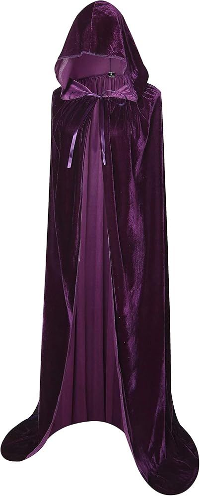 Amazon.com: BIGXIAN Long Hooded Cloak Velvet Cape Witch Costume Halloween Costumes for Women Men (Dark Green, X-Large) : Clothing, Shoes & Jewelry Long Hooded Cloak, Witch Costume Halloween, Witch Cloak, Velvet Cloak, Purple Cape, Cape With Hood, Adult Fancy Dress, Velvet Skin, Cape Costume